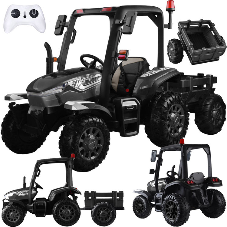 Veliki traktor s prikolicom 4×4 – crni