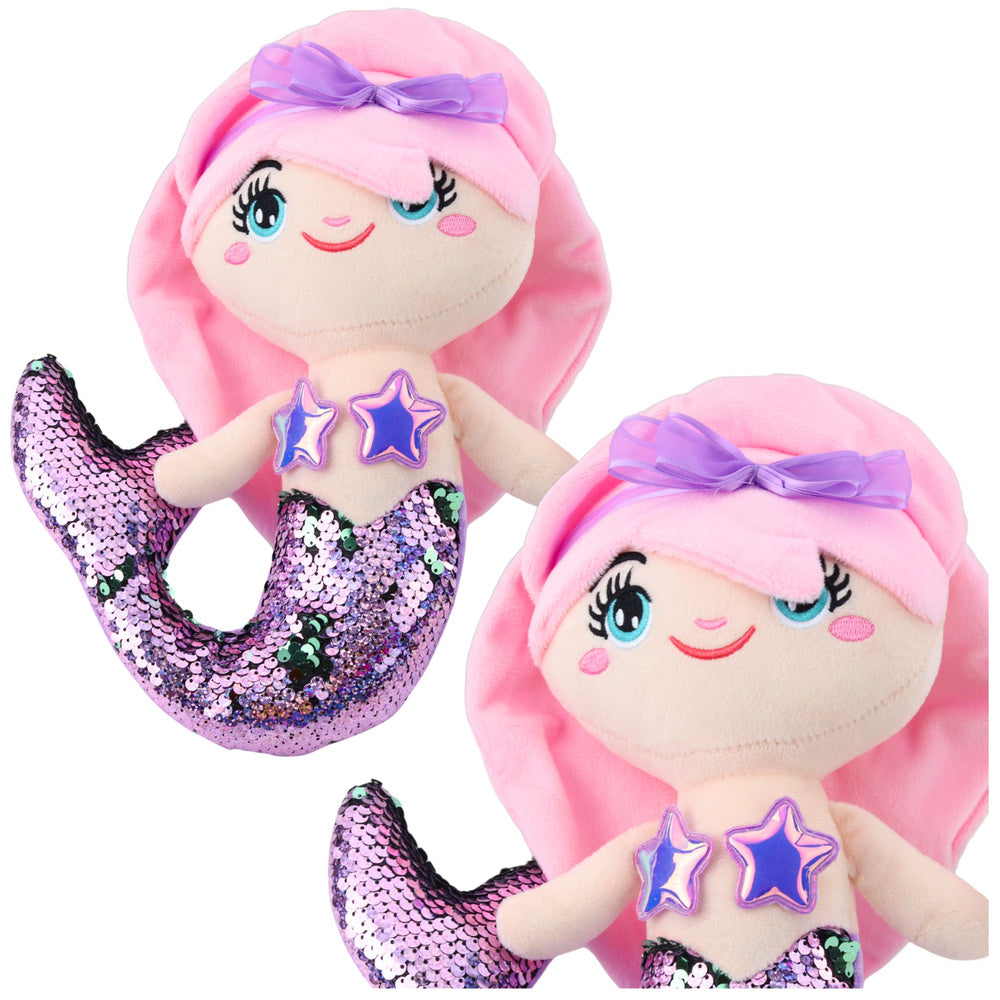 Plišana igračka sirena s šljokastim repom 28 cm - lila