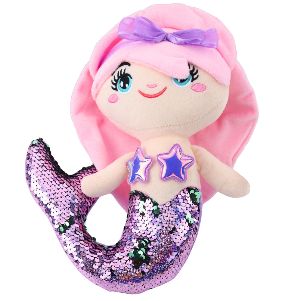 Plišana igračka sirena s šljokastim repom 28 cm - lila