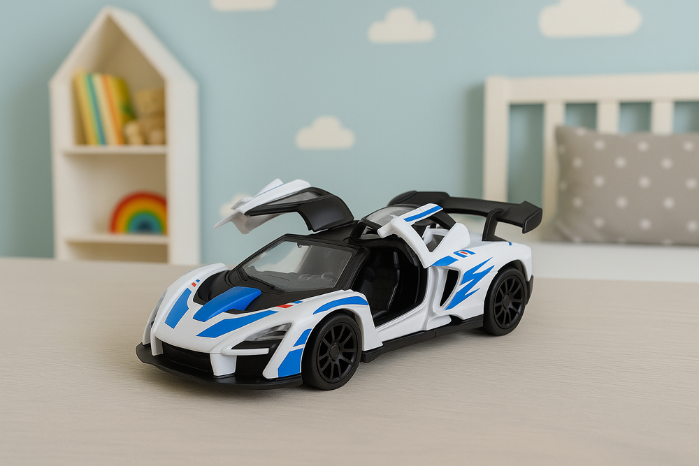 Sports Car Metal Drive Opening Doors White 1:32