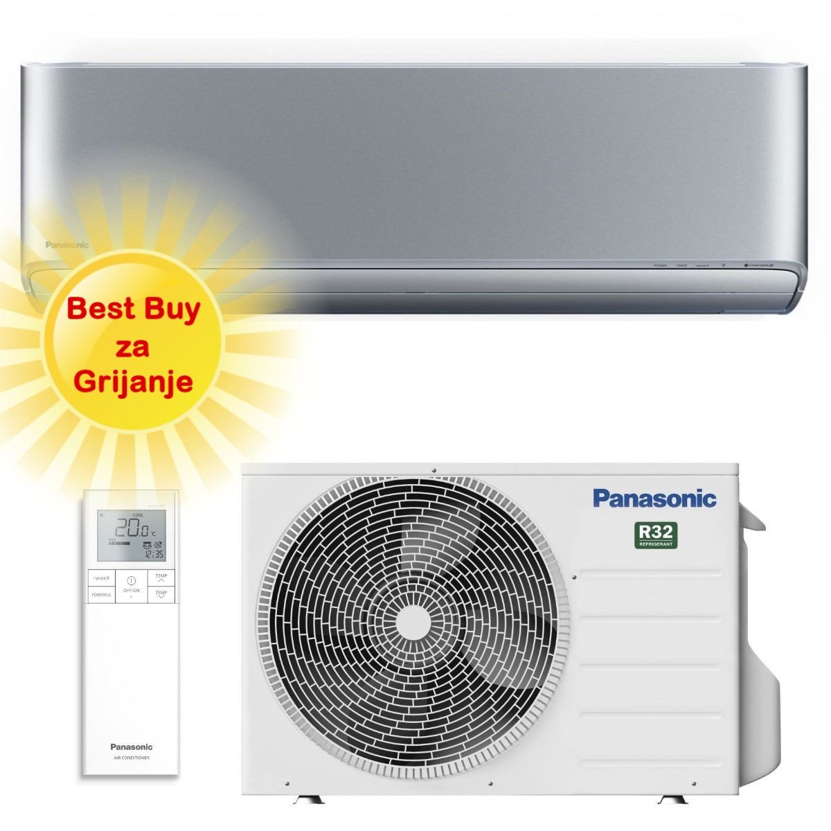 PANASONIC KLIMA UREĐAJ 3,5 kW KIT-XZ35ZKE - Etherea Inverter +, za prostor do 35m2, A+++ energetska klasa, R-32