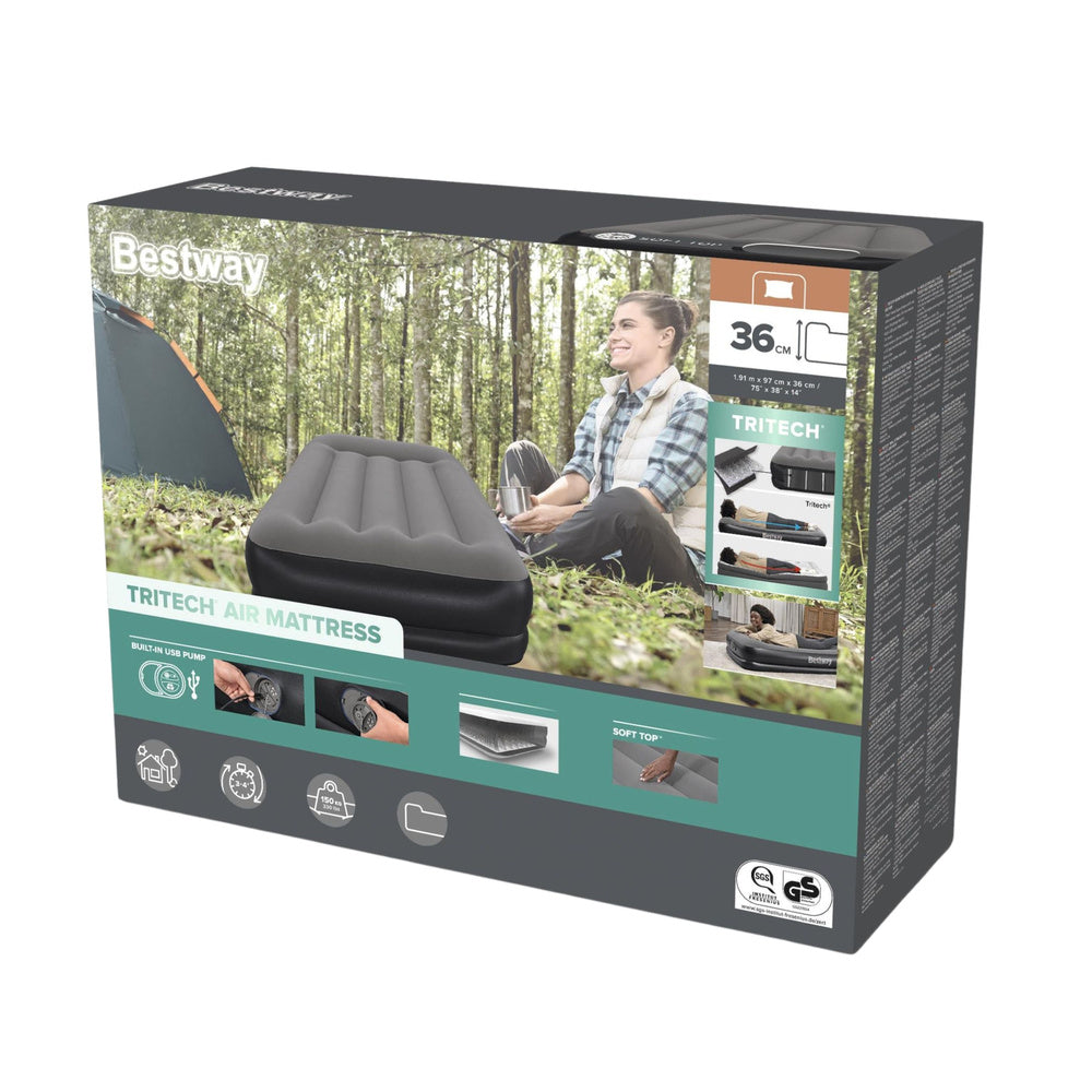 Madrac na napuhavanje Tritech Air 191x97cm Bestway 671BT - sivi
