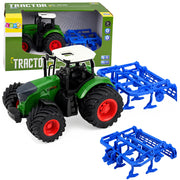 Agricultural Farm Tractor With Cultivator Tillage Unit Green 1:24
