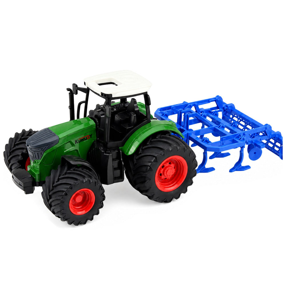 Agricultural Farm Tractor With Cultivator Tillage Unit Green 1:24