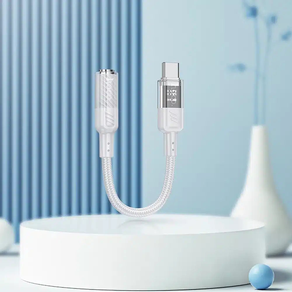 HOCO AUX adapter Type - C na Jack 3.5 mm LS37 15 cm prozirno sivi