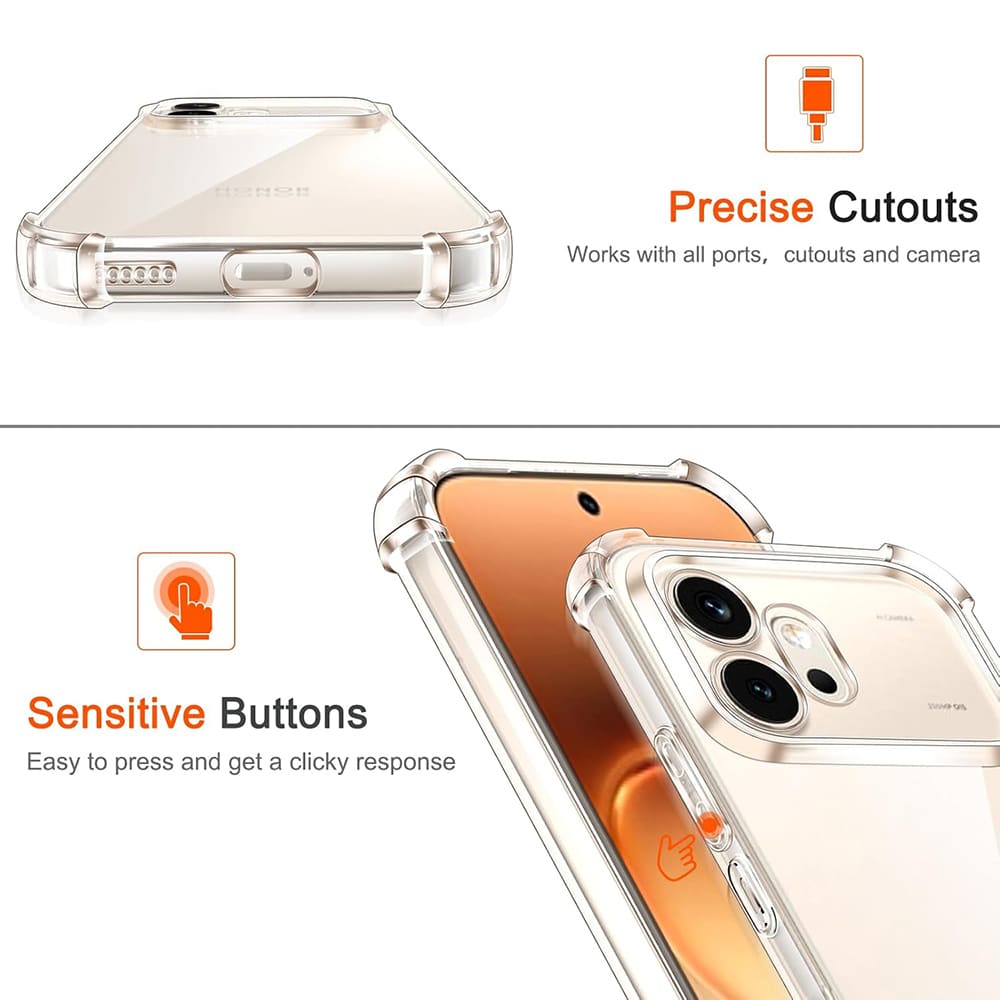 Techsuit Shockproof Clear Silicone prozirna maskica otporna na udarce za Honor 600