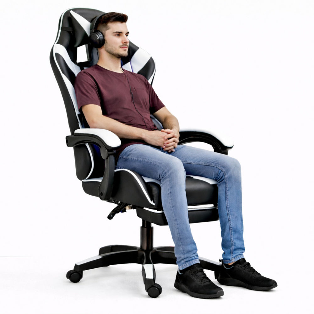 Gaming stolica sa osloncem za noge LE TOY - bijela