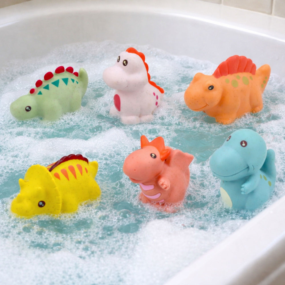 Set of educational rubber dinosaurs for bathing, pastel games, 6 pcs.