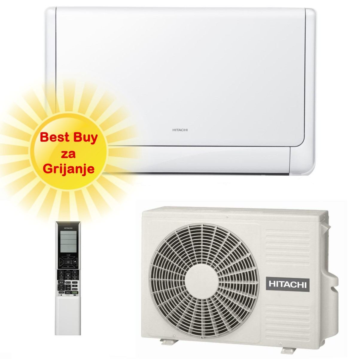 HITACHI PODNI KLIMA UREĐAJ 2,5 kW - RAF-25RXE/RAC-25FXE -SHIROKUMA , za prostor do 25m2, A+++ energetska klasa, R-32
