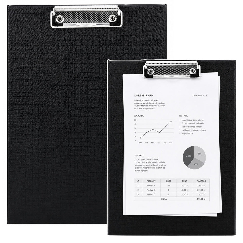 Clipboard with Metal Clip for Writing A4 Black
