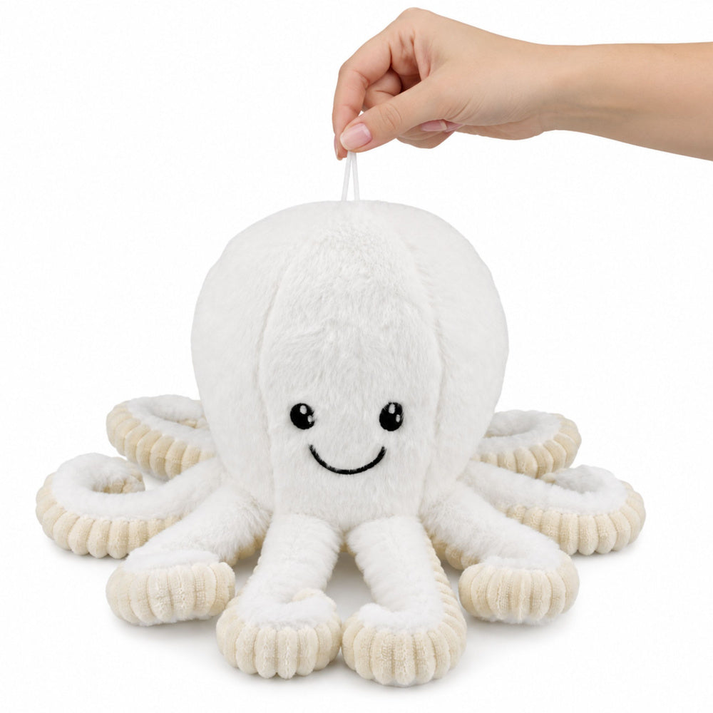 Plush Octopus Plush Toy with Suction Cup, White, 16 cm