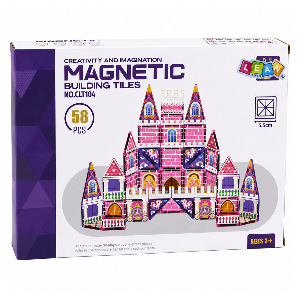 Magnetic Construction Blocks Princess Castle Pink 58 pcs.
