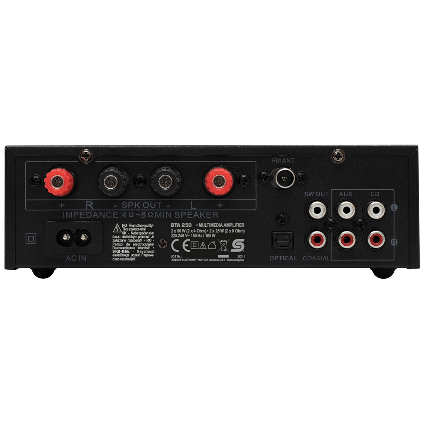 SAL Multimedijsko mini HiFi pojačalo,2x50W,BT-FM-USB-OPTI-KOAX - BTA 250