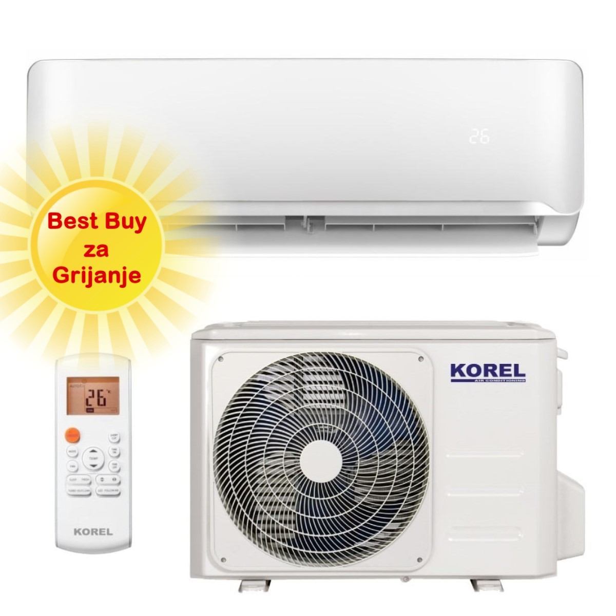 KOREL KLIMA UREĐAJ 3,5kW KMA32-12FNX-G/KMA32-12FN8-G - OPTIMUS PLUS, za prostor do 35m2, A+++ energetska klasa, Wi-Fi, R32