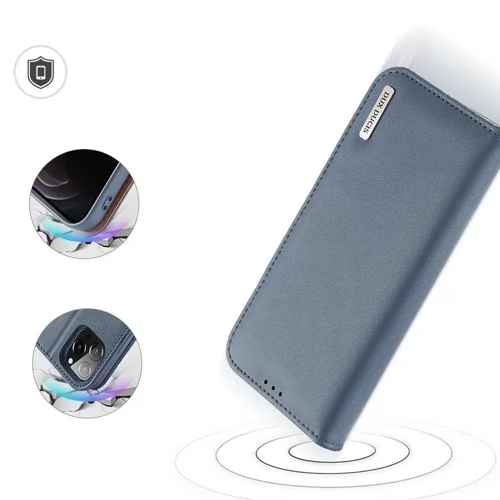 DUX DUCIS Hivo - kožna torbica novčanik za Apple iPhone 13 Pro Max plava