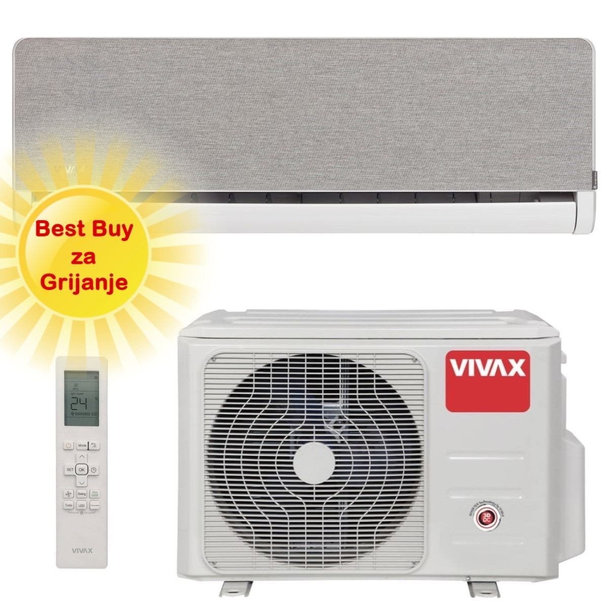 Vivax klima uređaj 5,25 kW ACP-18CH50AEHI - H+ design, srebrna, za prostor do 50m2, A++ energetska klasa