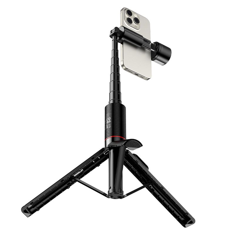Selfie stick tronožac s bežičnim daljinskim upravljačem + LED svjetlom Hoco K34 crni