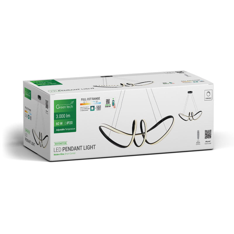 Smart dekorativna visilica Green Tech 60W, 3CCT, dim, APP + daljinski upravljač