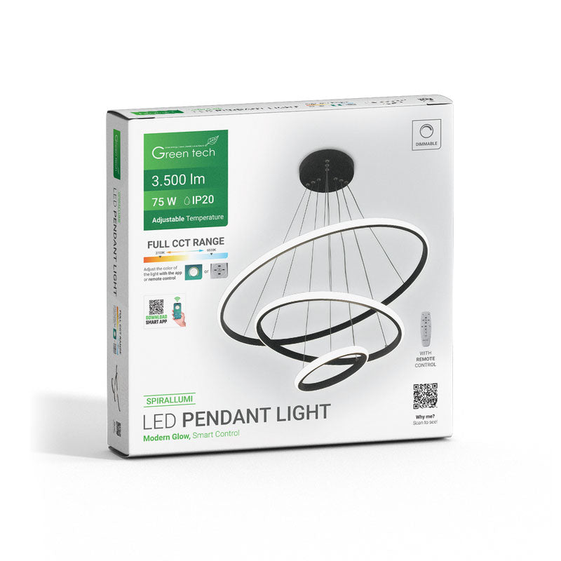 Smart dekorativna visilica Green Tech 75W, 3CCT, dim, APP + daljinski upravljač