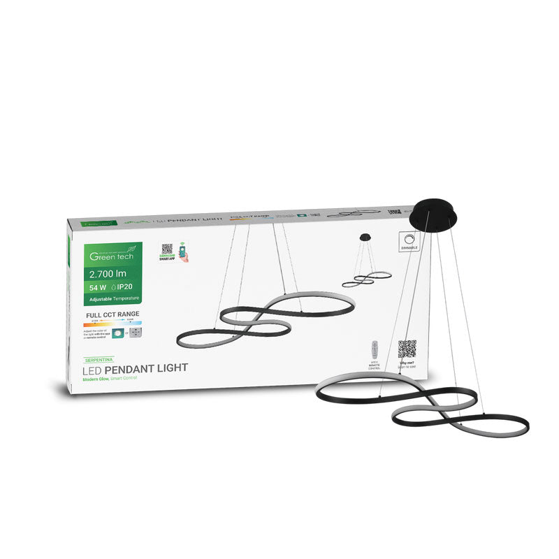 Smart dekorativna visilica Green Tech 54W, 3CCT, dim, APP + daljinski upravljač