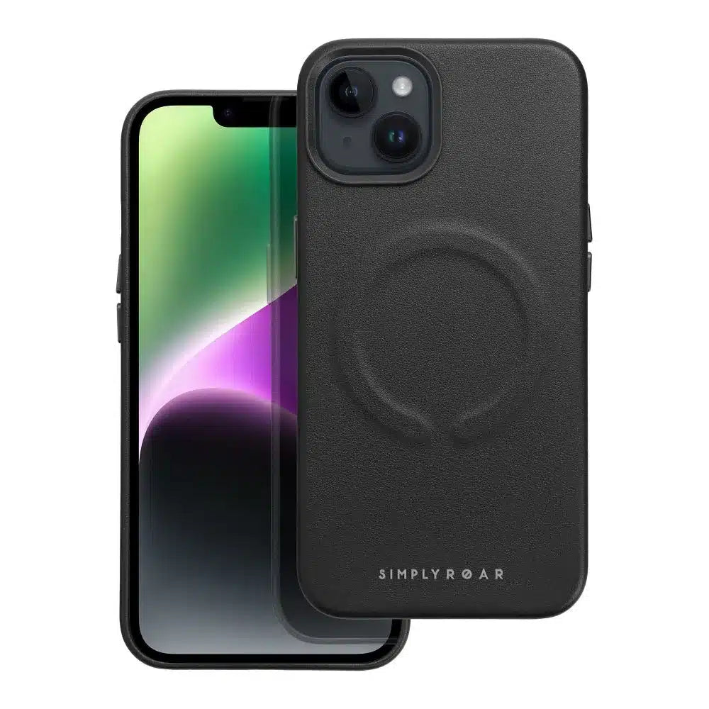 Roar kožna Mag Case maska kompatibilna s MagSafeom – za iPhone 14 Plus crna