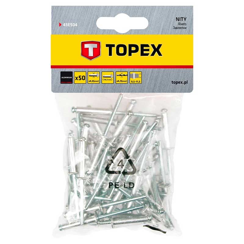 Zakovice aluminijske 4.8x14.5mm 50kom Topex