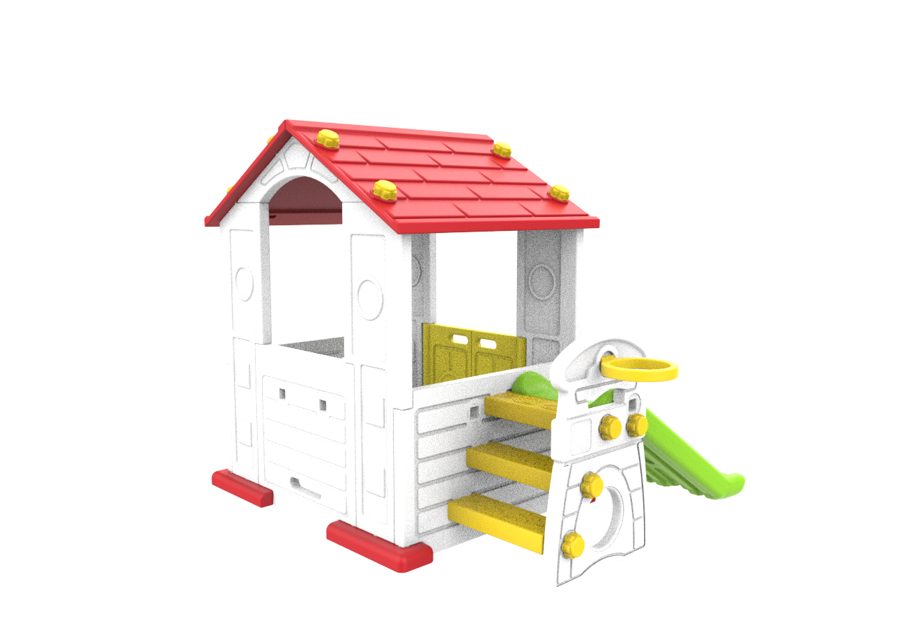 Dječja kućica s toboganom Cottage 3u1 - crveni krov