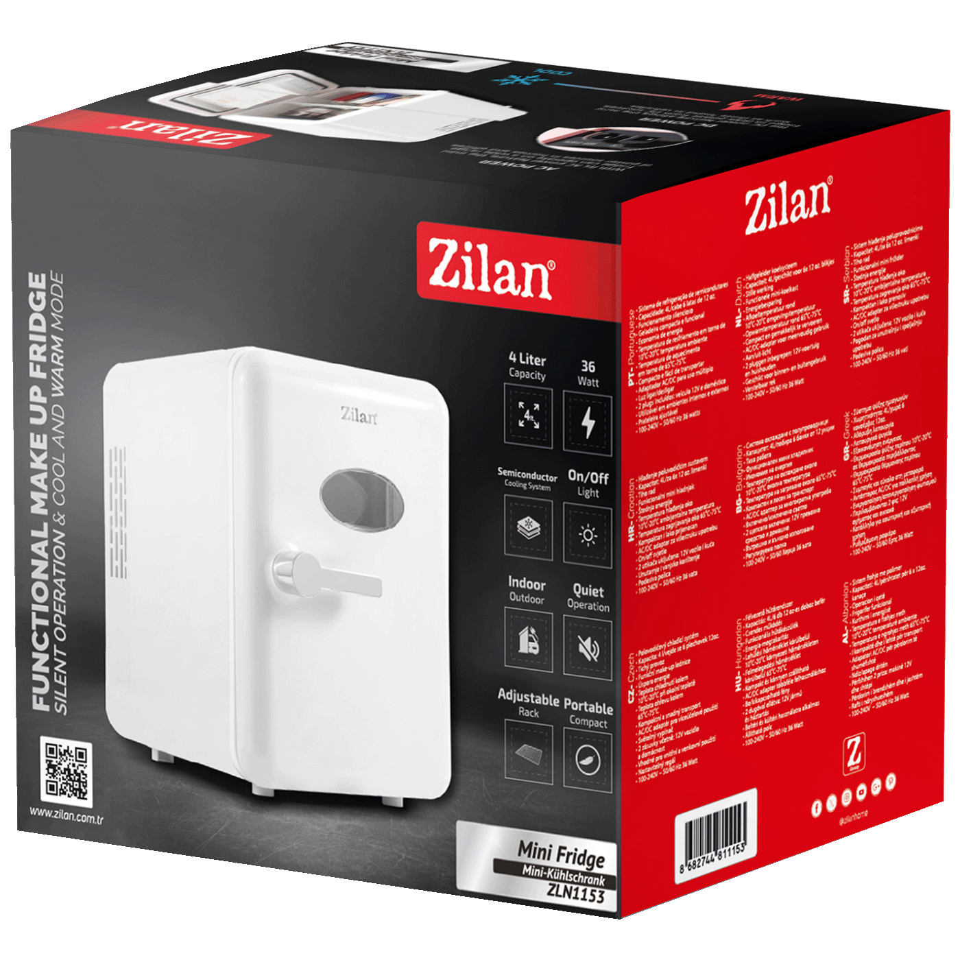 Zilan Mini hladnjak, prijenosni, hlađenje/grijanje, 4 l., 12V/220V - ZLN1153