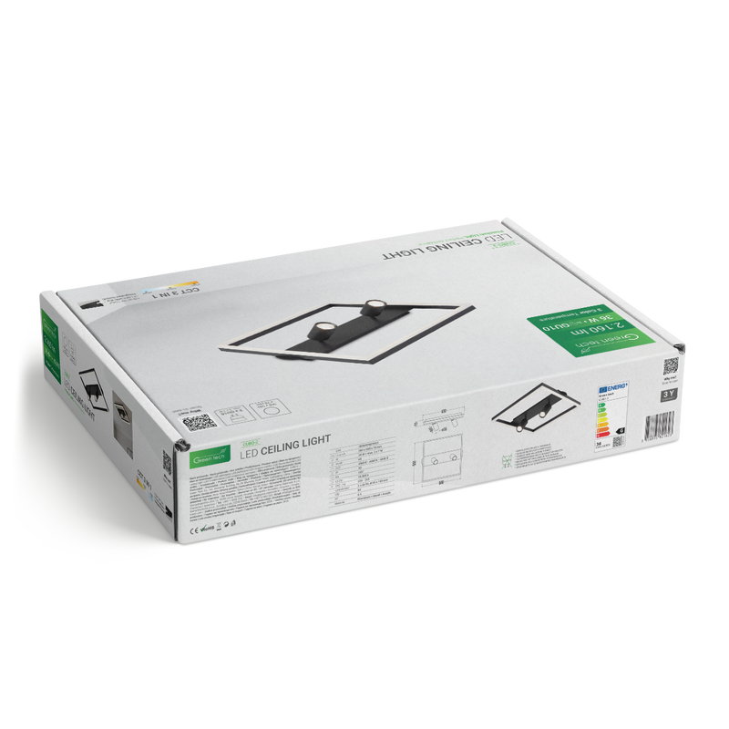 Stropna dekorativna svjetiljka Green Tech 36W, 3CCT + 2 x SPOT GU10