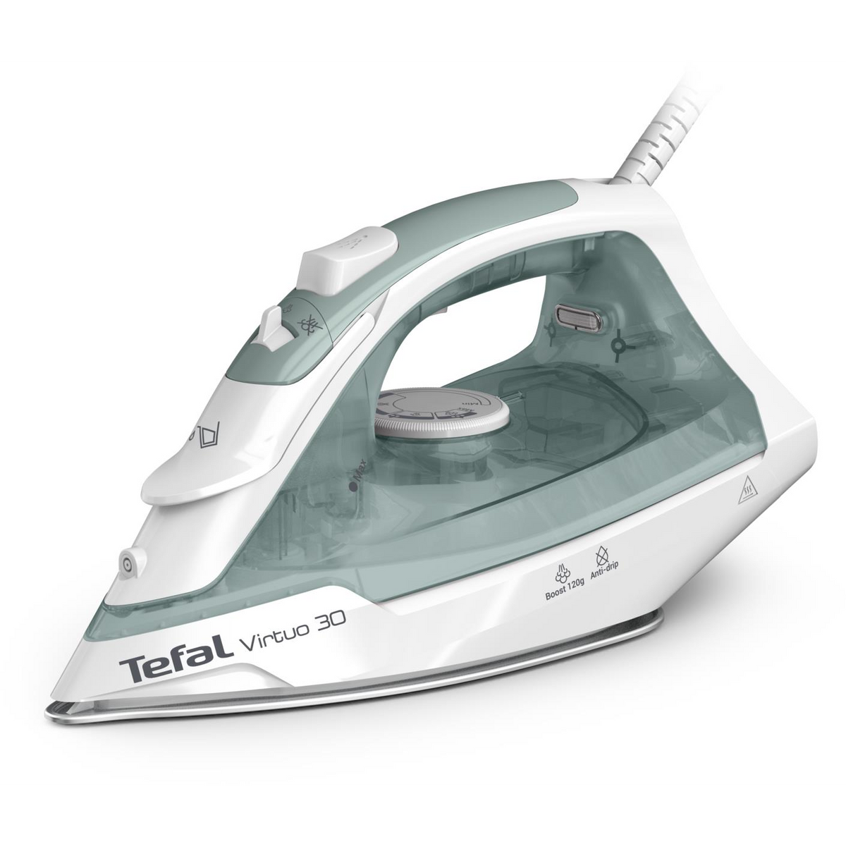 Tefal Virtuo FV2C42E0 glačalo Glačalo za suho & parno glačanje Keramička podnica glačala 2000 W Zeleno, Bijelo