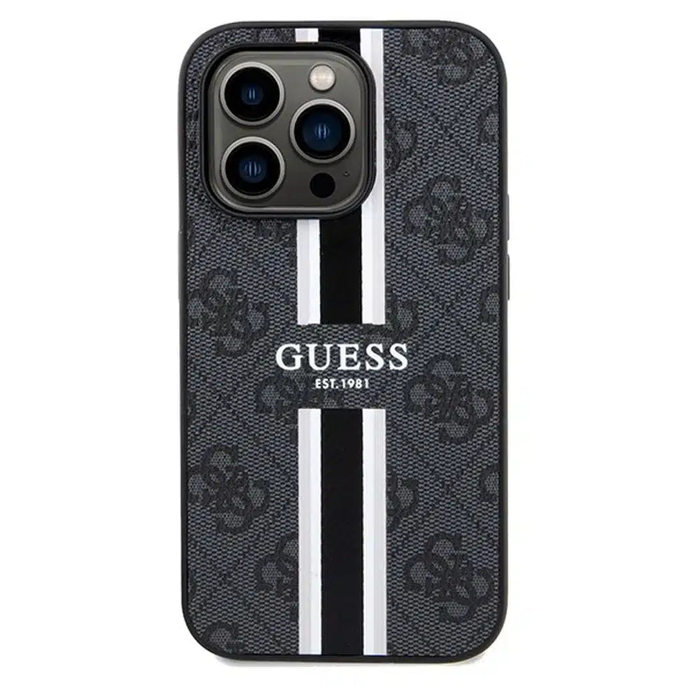 Originalna GUESS Hardcase GUHMP15LP4RPSK torbica za iPhone 15 Pro (Magsafe 4G Printed Stripes / crna)