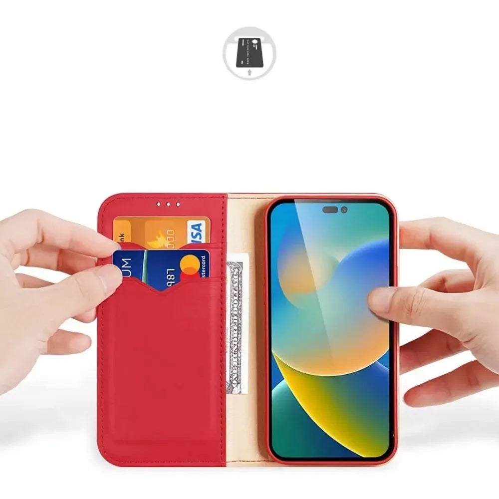 Dux Ducis Hivo bookcase torbica od kože za Apple iPhone 15 Pro Max crvena