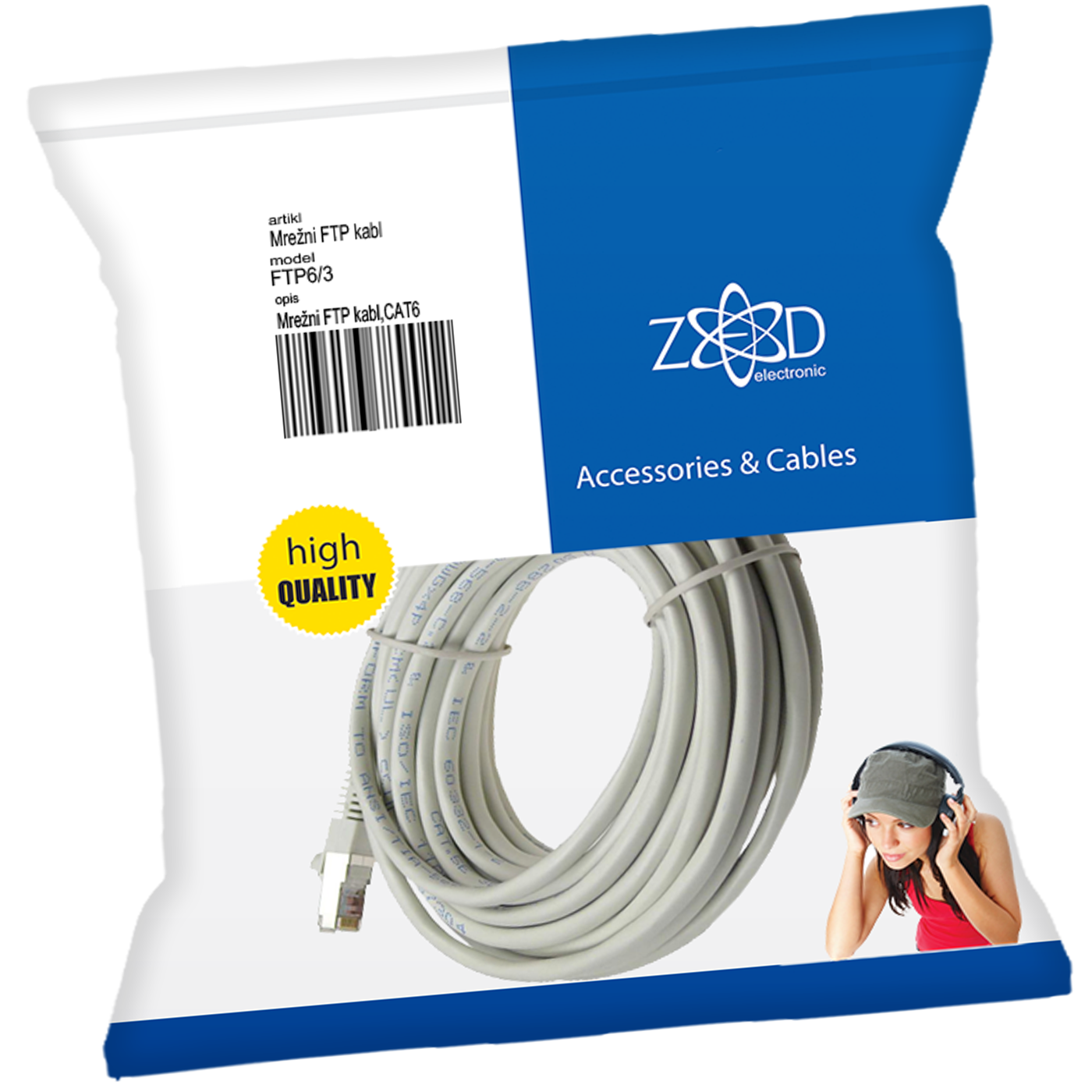 ZED electronic Mrežni FTP kabel, CAT6, 1 met - FTP6/1