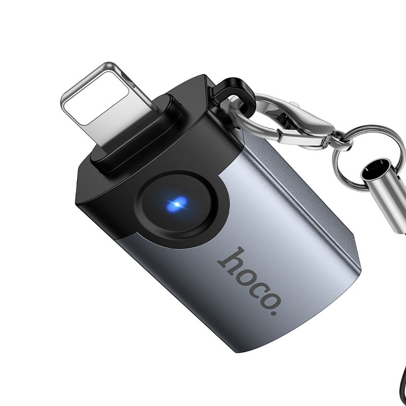 Hoco UA46 Victory OTG adapter Lightning na USB-A sivi