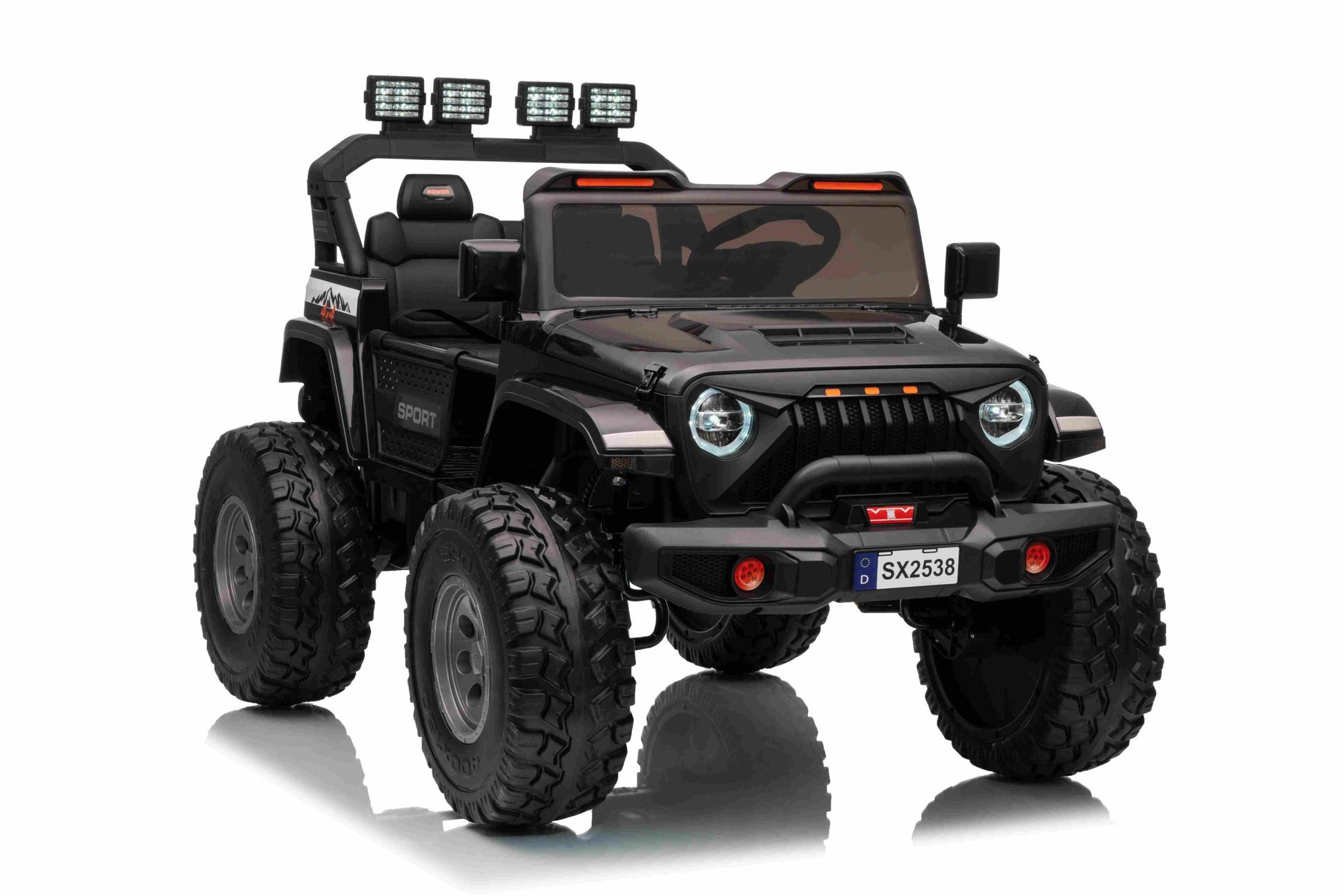 Auto na akumulator Extreme Sport 4x4 s podesivom dužinom vozila - dvosjed - crni