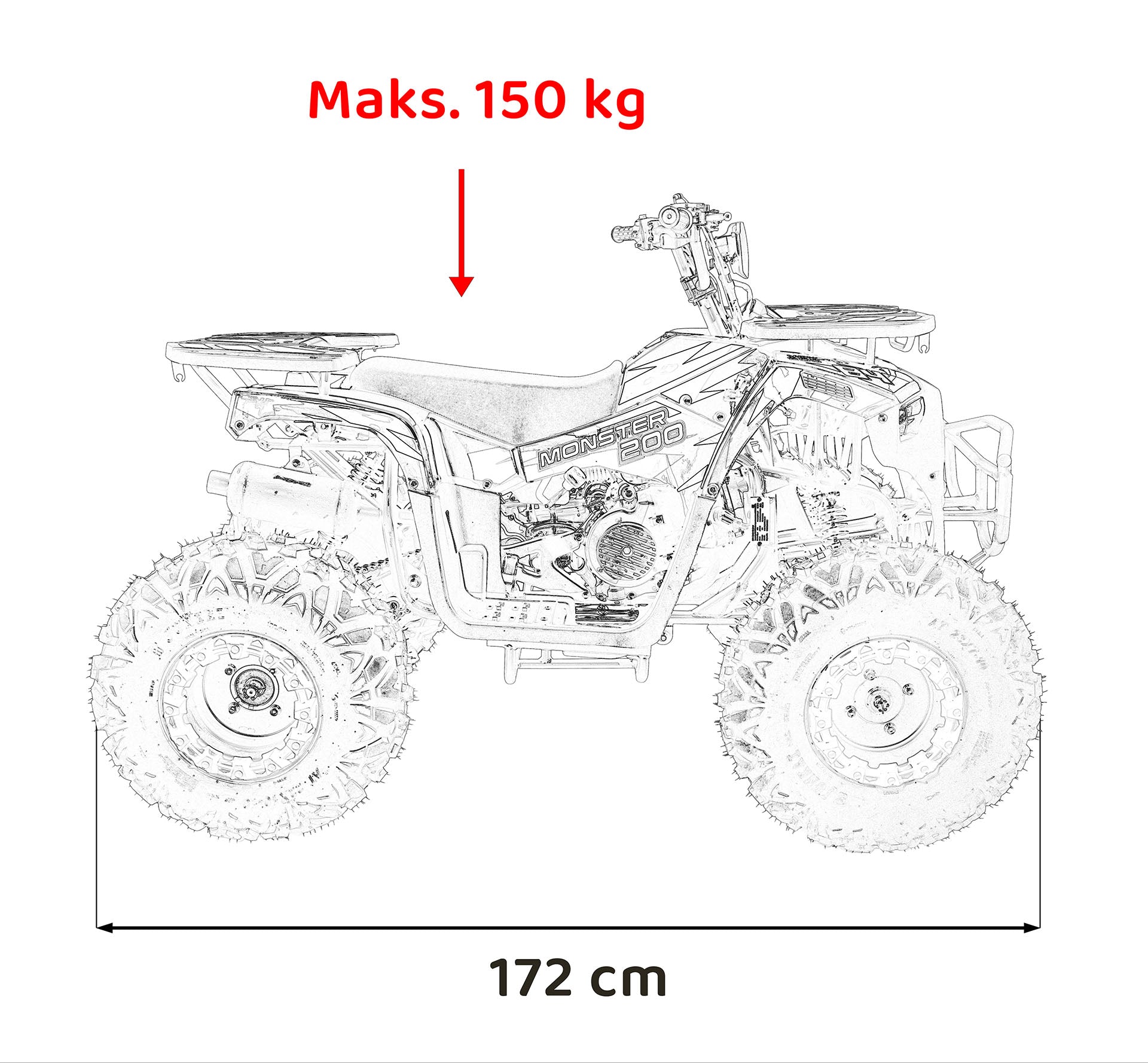 Quad na benzin MONSTER 200CC - crveni