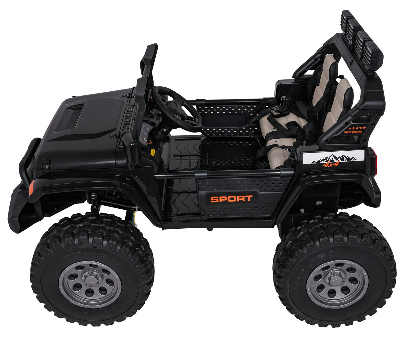 Auto na akumulator Extreme Sport 4x4 s podesivom dužinom vozila - dvosjed - crni