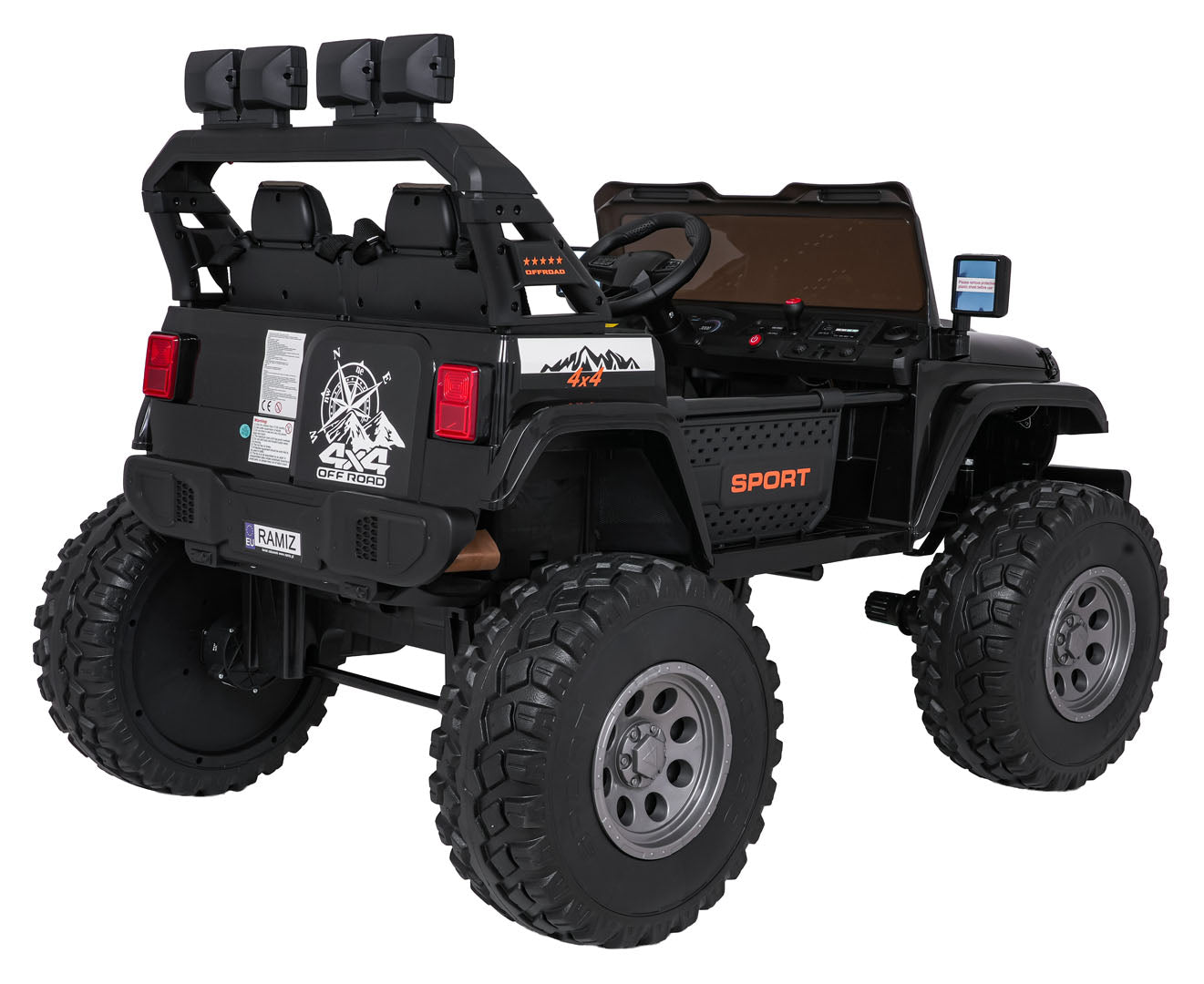 Auto na akumulator Extreme Sport 4x4 s podesivom dužinom vozila - dvosjed - crni
