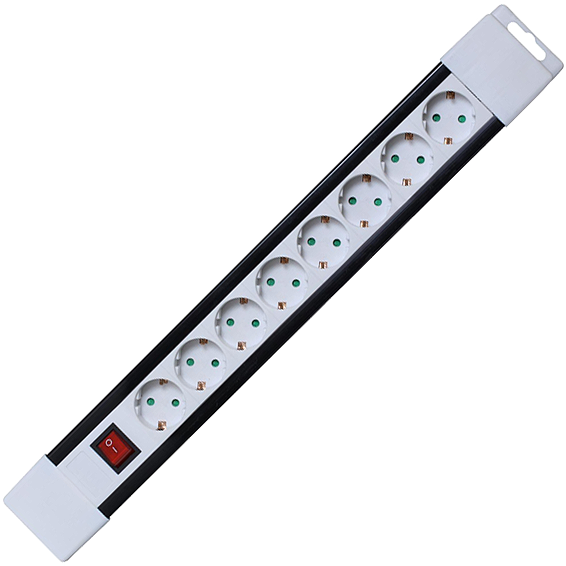 home Produžni kabel, 8 utičnica, prekidač, 1,0mm², 2 met, bijeli - PNV 08K/WH