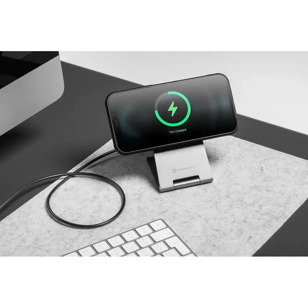 FORCELL F-ENERGY Flip Charge Qi2 15W MagSafe kompatibilan bežični punjač srebrni