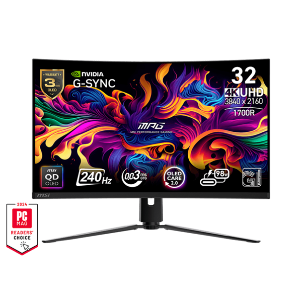 MSI MPG 321CURX QD-OLED računalni monitor 80 cm (31.5") 3840 x 2160 pikseli 4K Ultra HD Crno