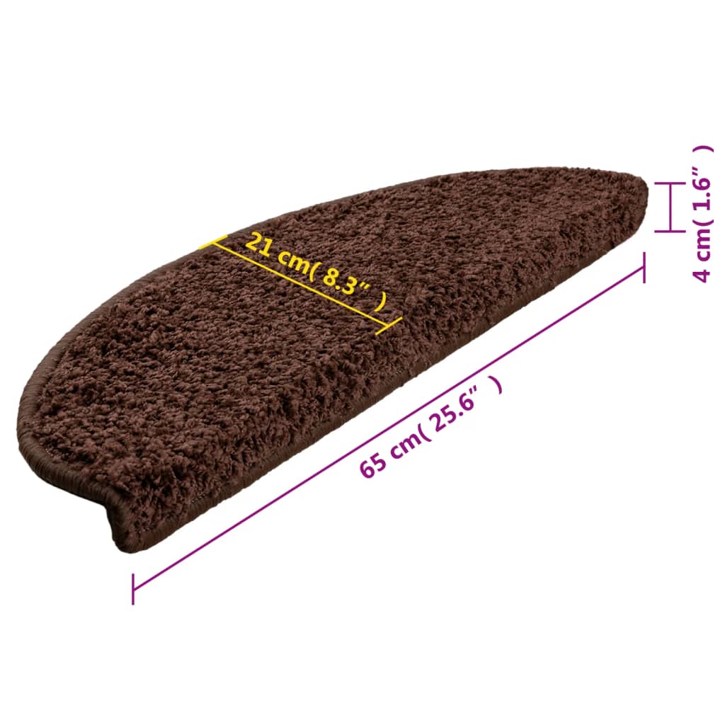 Prostirke za stepenice 15 kom 65x21x4 cm Smeđe poluokrugle velike