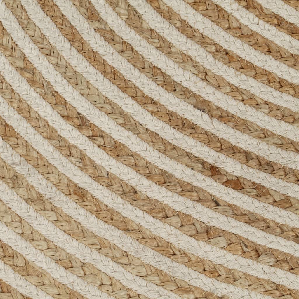Ručno rađeni tepih od jute sa spiralnim uzorkom bijeli 150 cm