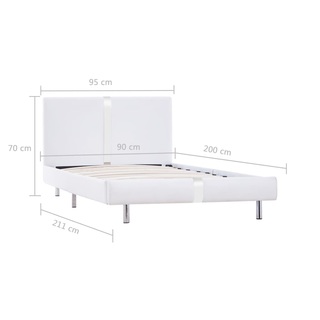 Okvir za krevet od umjetne kože bijeli 90 x 200 cm