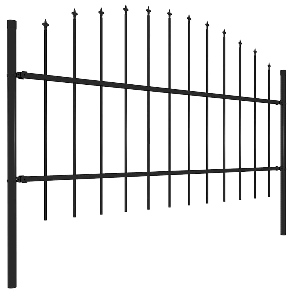 Vrtna ograda s vrhom koplja Čelik 892,5 x 100 cm Crna
