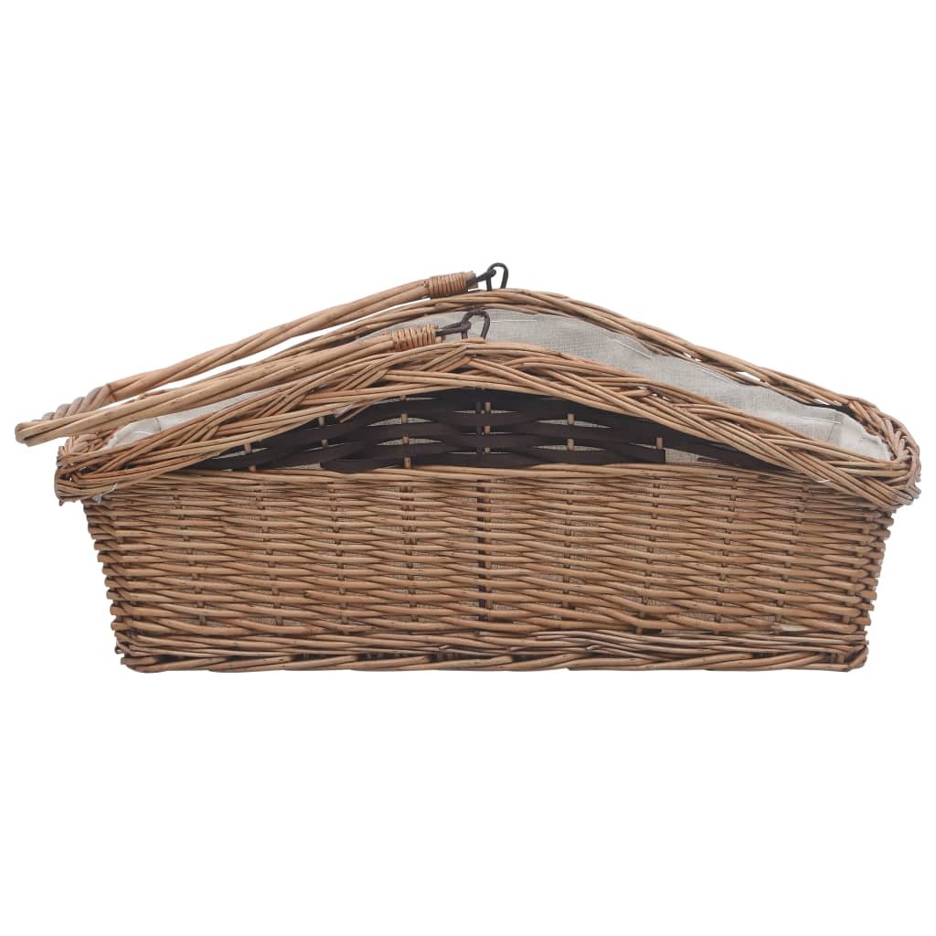 Košara za drva za ogrjev s ručkom 61,5 x 46,5 x 58 cm Smeđa vrba