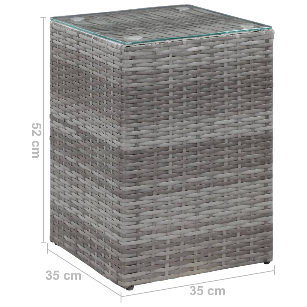 Bočni stolić sa staklenom površinom sivi 35x35x52 cm poliratan