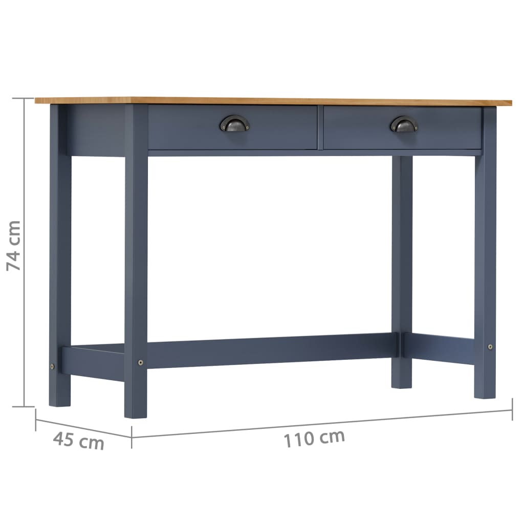 Konzolni stol Hill s 2 ladice sivi 110 x 45 x 74 cm od borovine