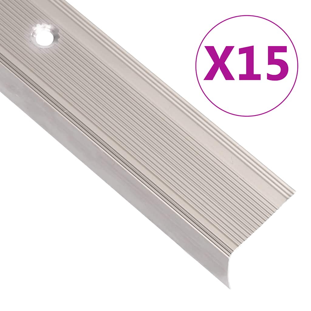 Rubnjaci za stepenice L-oblika 15 kom aluminijski 90 cm bež