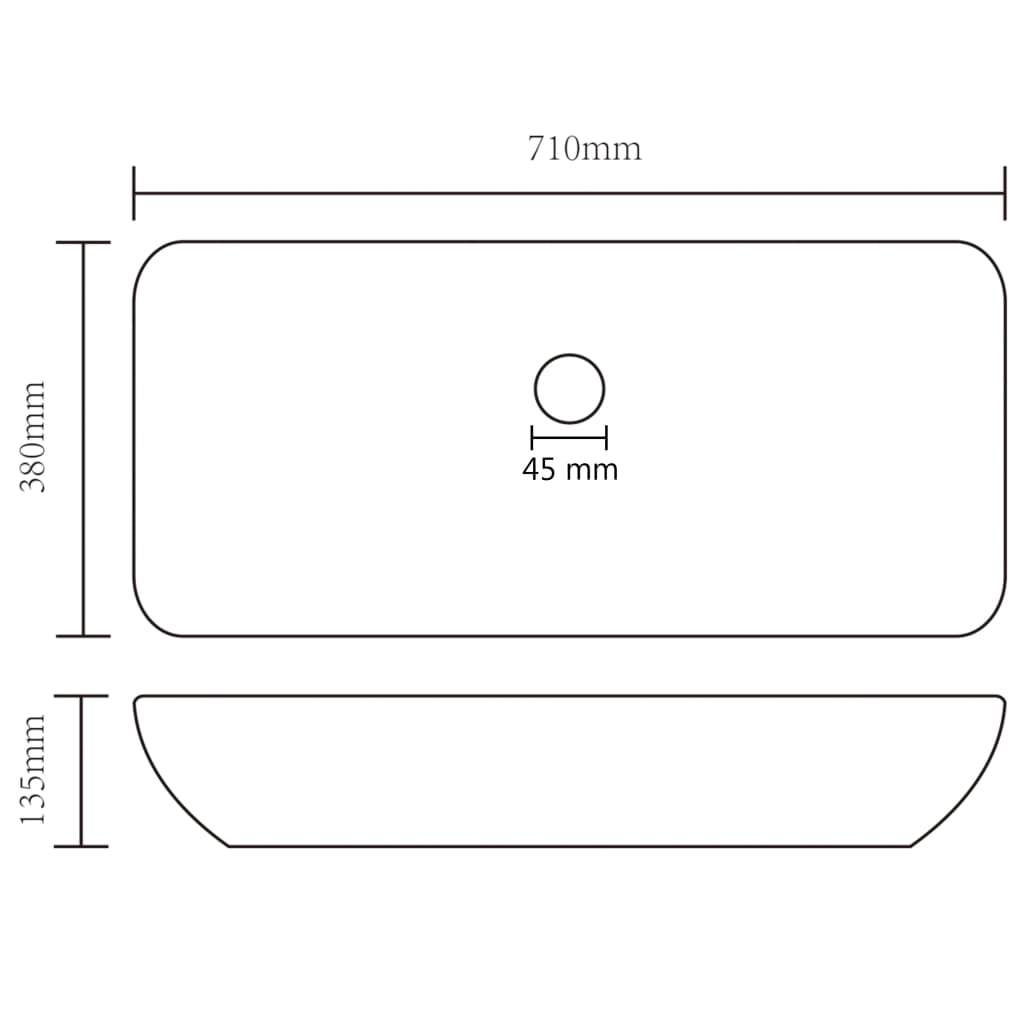 Luksuzni pravokutni umivaonik mat zeleni 71 x 38 cm keramički